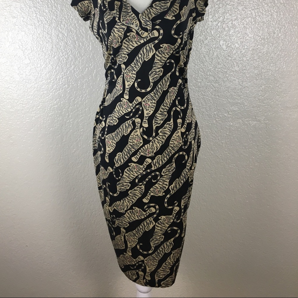 DVF Vintage Tiger Bodycon Midi Dress